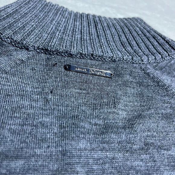 A/X Armani Exchange Merino Wool Sweater Womens S Lightweight Chest Cutout Gray - Picture 5 of 8